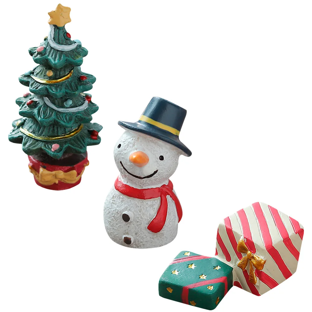 

3Pcs Miniature Christmas Decorations Resin Snowman Statues for Xmas Party Home Office Desk Festive Holiday Display