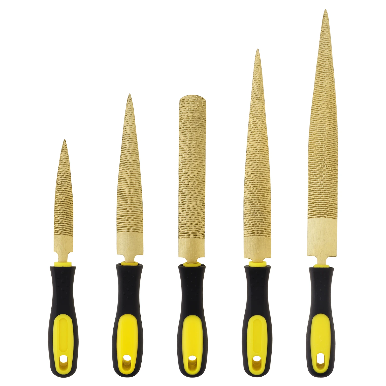 

5pcs Woodworking Files Wood Rasp High Carbon Steel Golden Double Sided Pointed Round Wood File for Woodworking Carving Shaping