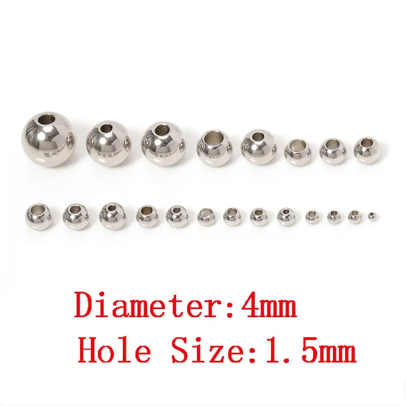 100 Stück 2/3/4/5/6/8/10 mm Metall-Abstandsperlen, runde Perlen für DIY-Armband, Schlüsselanhänger, Anhänger, Schmuckherstellung, Zubehör