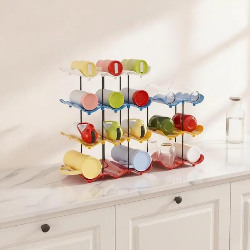 2/3/4 Tier Water Bottle Organizer Rack With Wide Height Interval Large Capacity For Kitchen Pantry Cabinet Home Storage