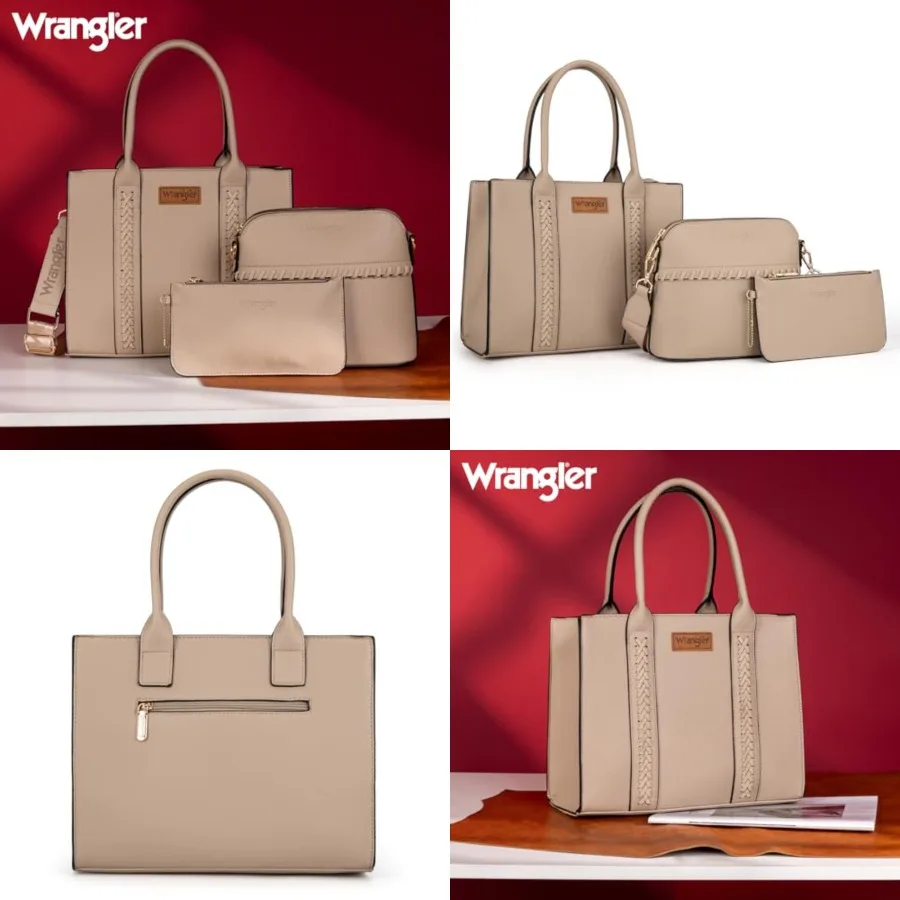 

Wrangler 3Pcs Purses for Women Tote Bag Crossbody Handbag Sets with Strap