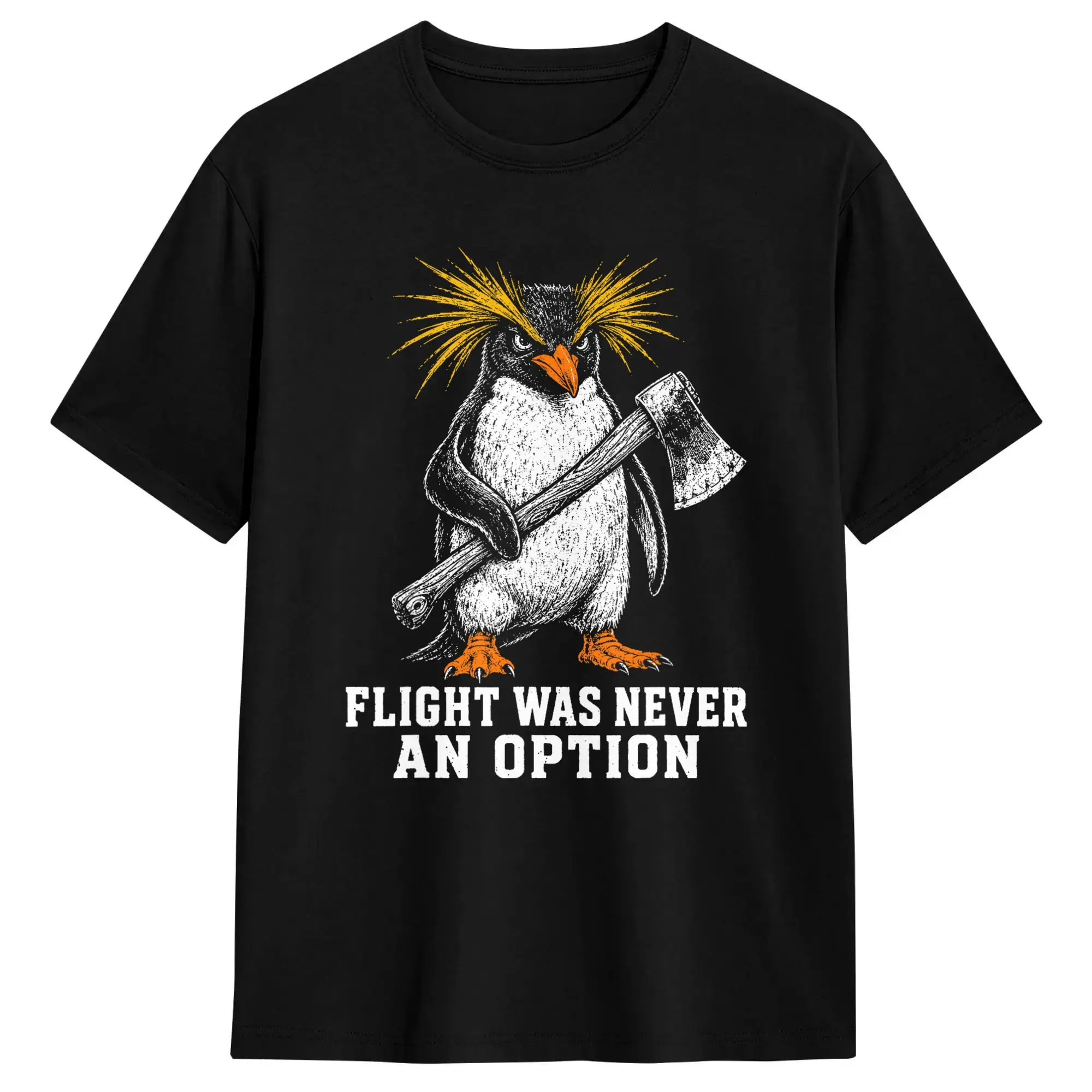 Camiseta Harajuku Retro Flight was Never an Option Rockhopper Penguin Humor, camisetas 100% de algodón, camiseta de moda para hombre