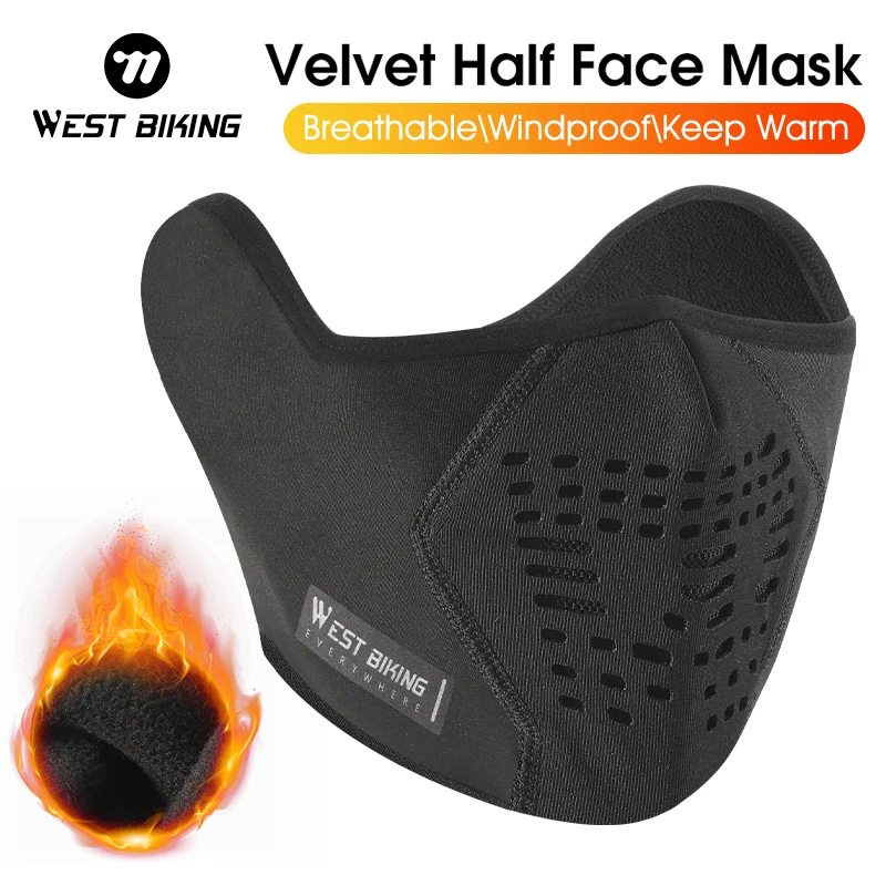 WEST BIKING ​ Elastic Fleece Windproof Keep Warm Half Face Mask For Men Women Outdoor Breathable Cycling Ear Cover Half  Mask