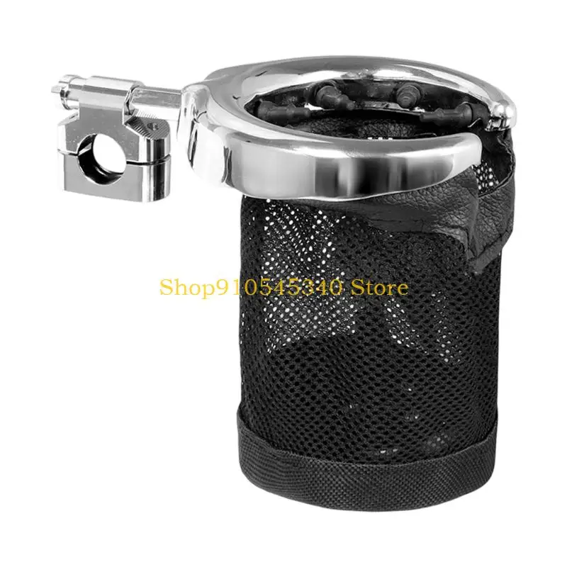 U2JA Clamp On Motorcycle Drink Holder for 22 Mm Handlebars, Mesh Cup Pocket with Close By Access for Long Distance Travel