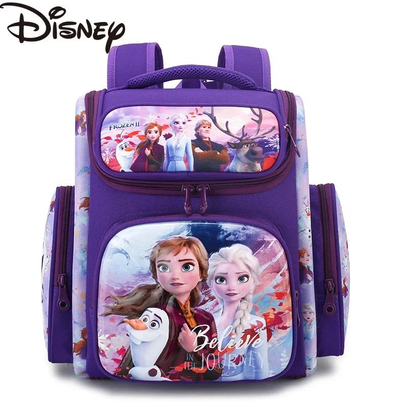 2024 New Disney Fashion Cartoon Frozen Elsa School Bag Backpack Girls Boys Kids Backpack Mochila Infantil Grades 1-5