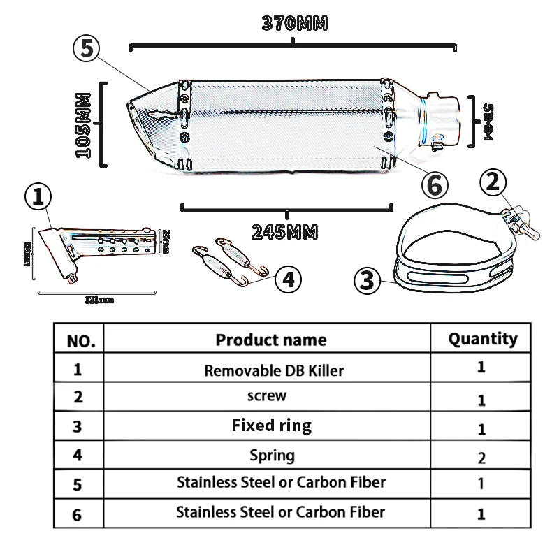 Full System For Honda CBF190F CB190R CB190X Motorcycle Exhaust Muffler Link Pipe 50.8mm Exhaust Headers Front Pipe Espace Moto