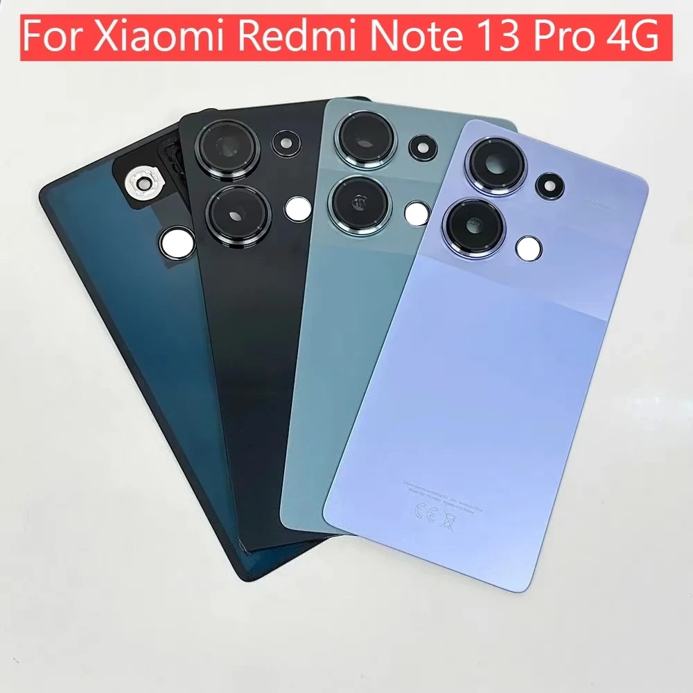 Back Glass Cover For Xiaomi Redmi Note 13 Pro 4G Back Door Replacement Battery Case, Rear Housing Cover With Camera Lens