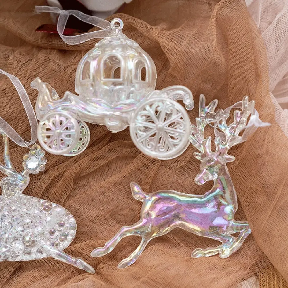 Acrylic Christmas Hanging Pendants Cart Tower Butterfly Bell Gift Deer Drop Ornaments Festival Favors Party Supplies