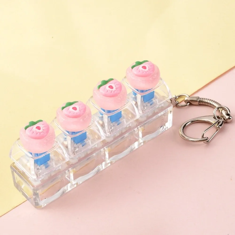 Kawaii 4-Key Fidget Keychain Smooth Fruit Push Button Keychain Mini Portable Mini Keychain Pendant Daily Use