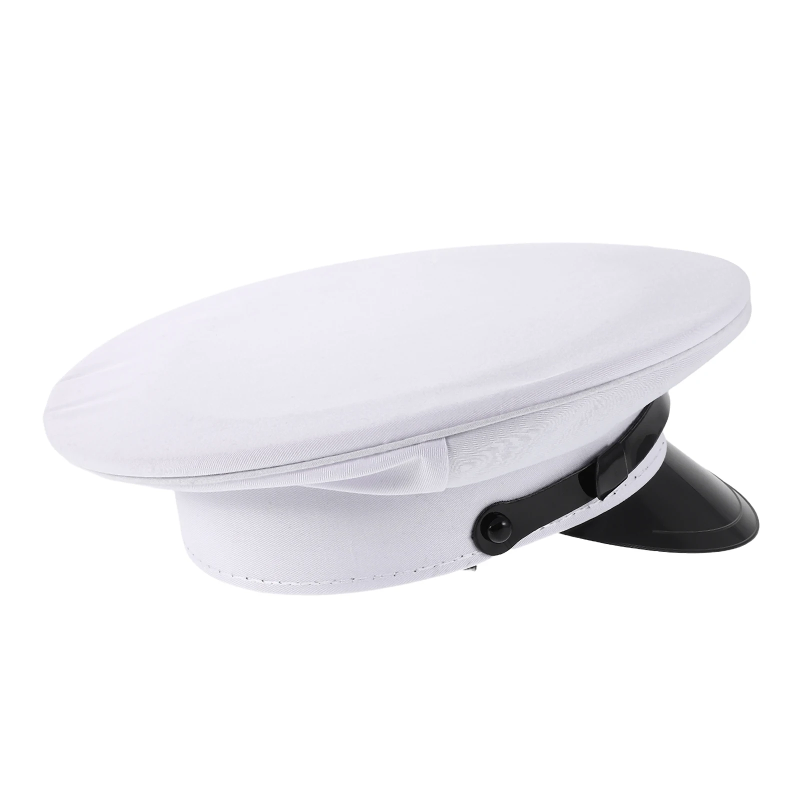 

Large Brim Hat White Flat Top Vintage Captain Boating Party Decorations Comfortable Cotton Blend UV Protection Outdoor