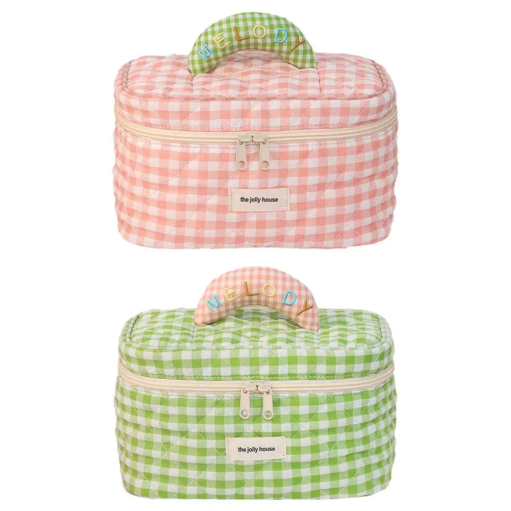 New Cute Lattice Cosmetic Bag Large Capacity High-Looking Storage Bags Practical Tool Portable Organizer Waterproof Makeup J7C3