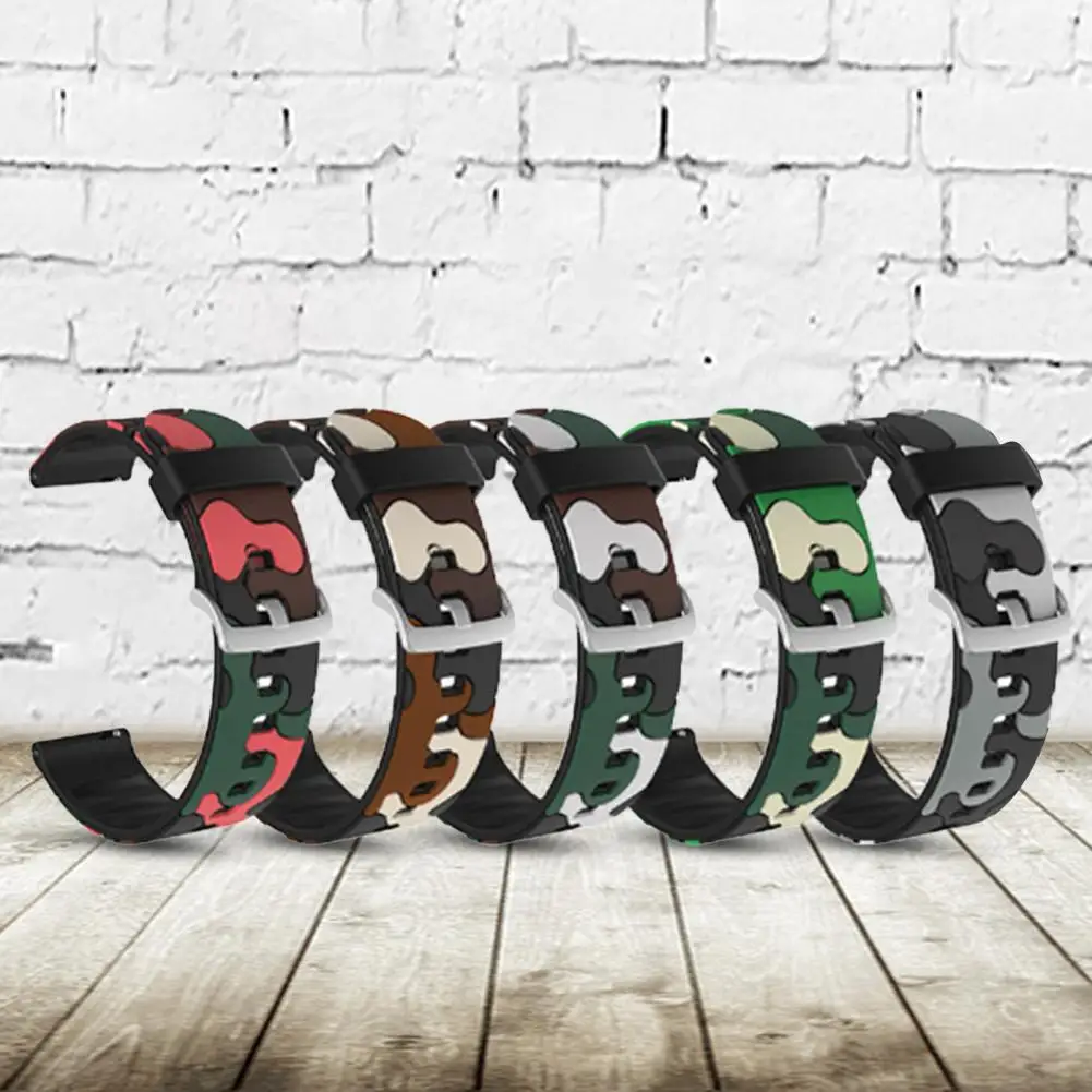 Watch Band Universal Soft Silicone 20mm/22mm Camouflage Wrist Strap Replacement Wristband Tool Smartwatch Accessories For Huawei