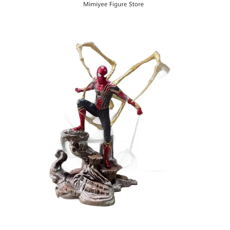28cm Iron Spider-Man Scene with Claws Anime Figure Model Statue Collection Desktop Decoration Ornament Toy Gift for Fans