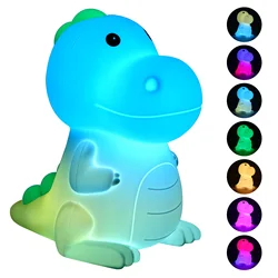 Silicone LED Desk Lamp, Night Light colorido, Dinossauro, Berçário, Bebê, Feriado, Presente de Natal, Dormir, Desktop Decor, Clap Lâmpadas