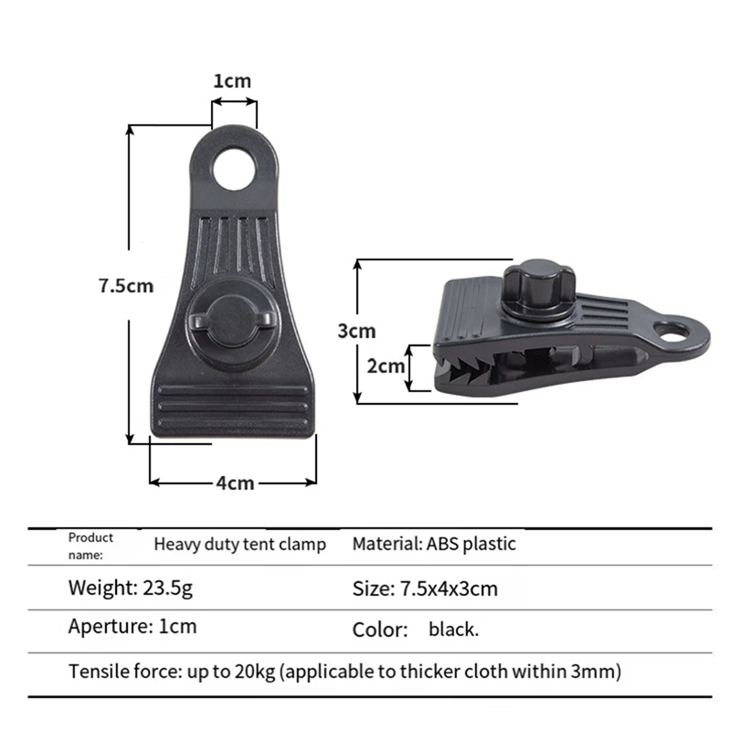 10Pcs Tarp Clips Heavy Duty Lock Grip Tarp Clamps Pool Cover Clips Tent Fasteners Holder For Awnings, Outdoor Camping Durable