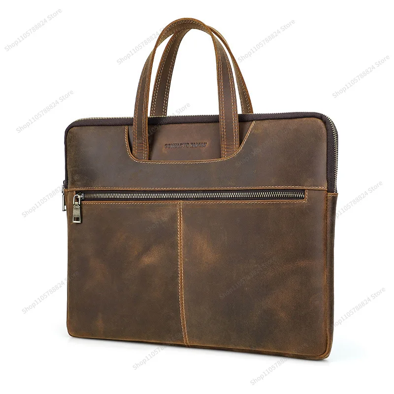 For Retro Crazy Horse Laptop Case Business Office Multifunction Laptop Case