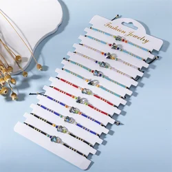 12pcs/set Beads Rope Bracelet Set Glass Buttefly Charms Braided Adjustable Bracelets For Women Men Anklet Boho Jewelry Gifts