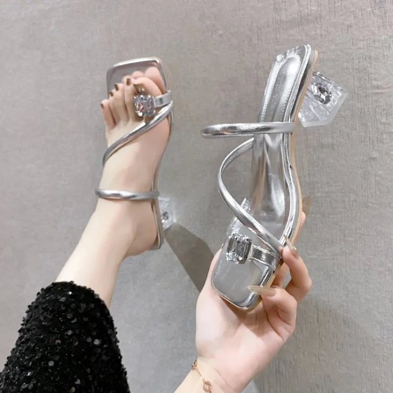 

2026 New Women's Toe Slippers Female Summer Outwear High Heel Clamping Sandals Sandals Female