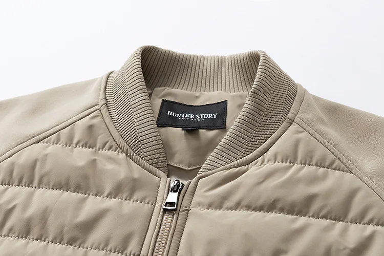 Men Black Khaki Green Solid Color Simple Basic Casual Trendy Daily Zipper Parkas Winter New Fashion American Style Male Coats