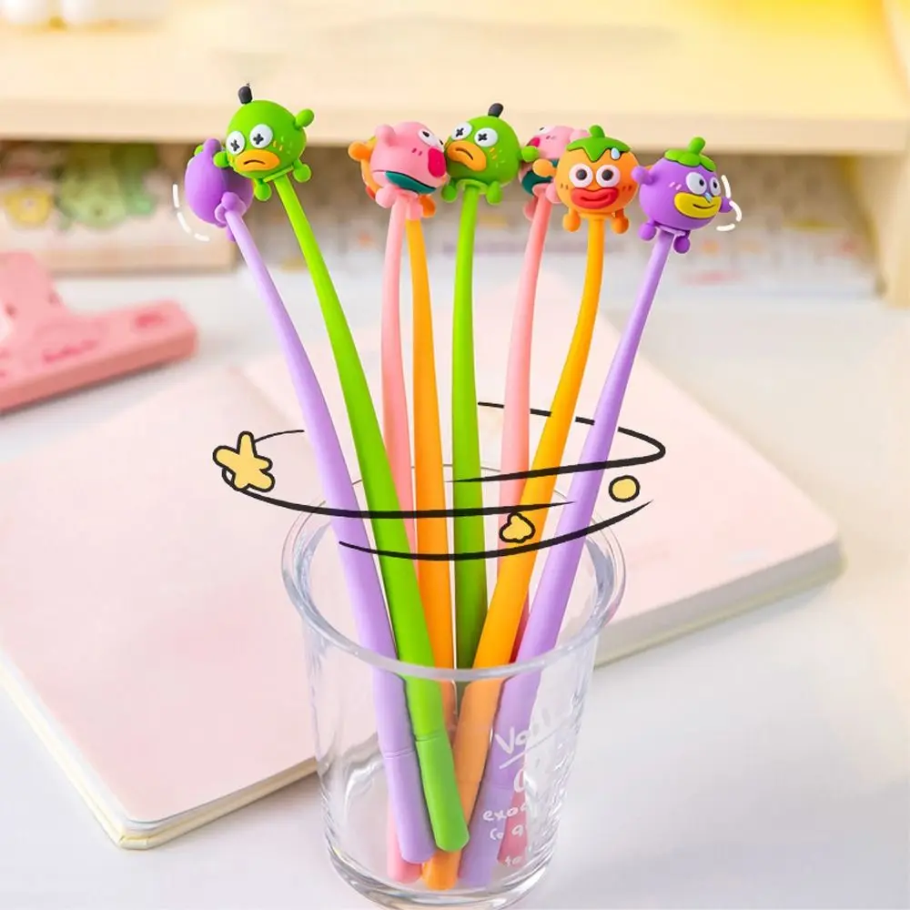 5 Pcs Portable Cute Cartoon Neuter Pen Creative Soft Signature Pen Durable Silicone Shake Pen Writing