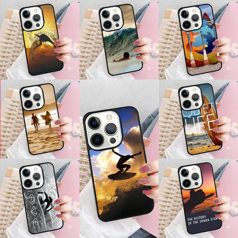 Beach Surf Board Ocean Waves Soft Phone Case Cover for iPhone 16 Promax 15 Pro 13 14 Plus 11 12 Mini XR XS MAX Coque