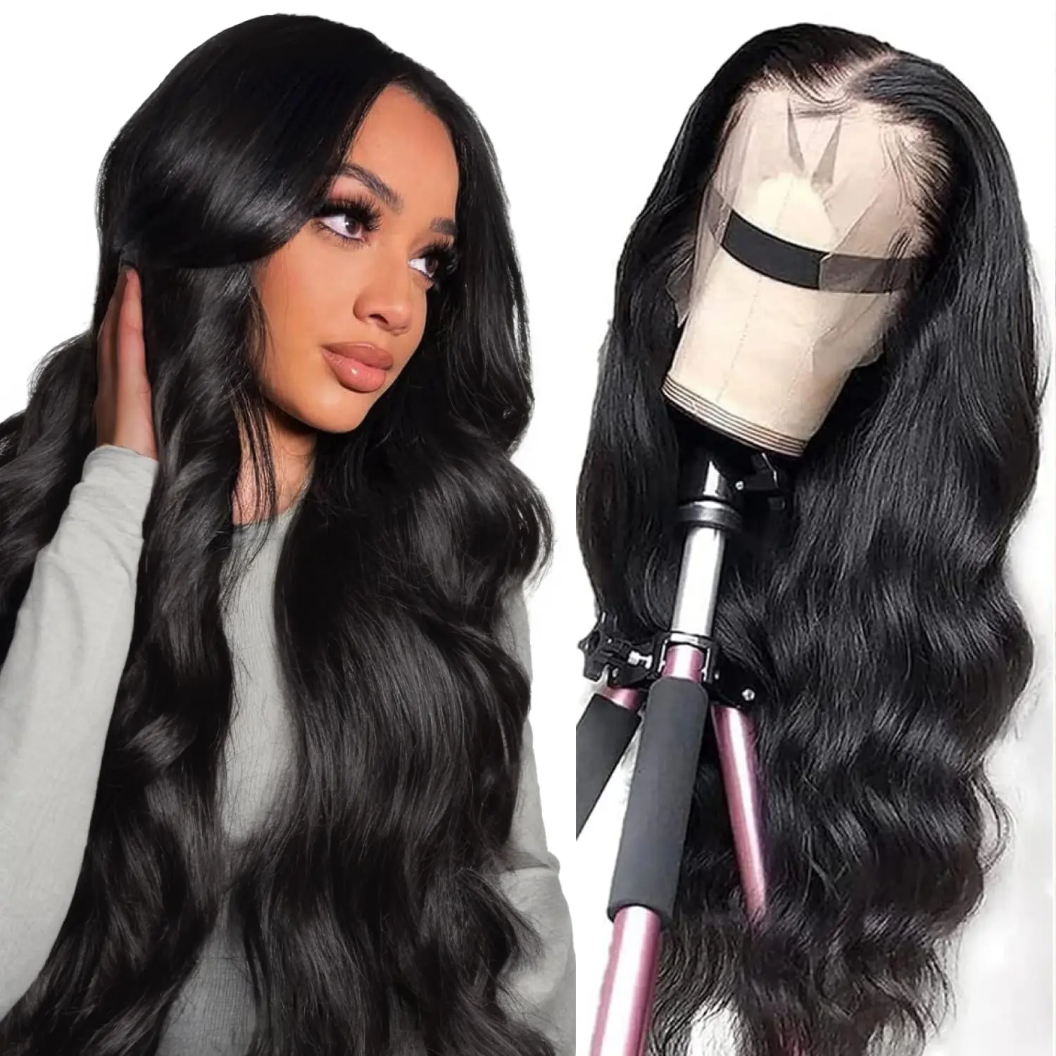 

Парик из натуральных волос 360 Full Lace Frontal для женщин, бразильская волна, 13x4, 13x6, с прозрачной кружевной основой, предварительно проработанный, из натуральных человеческих волос