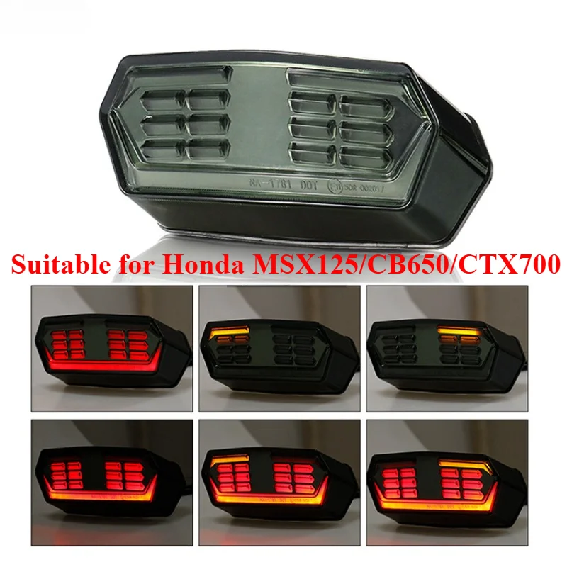 Applicable To Honda MSX125/CB650/CTX700 Motorcycle Modified Brake Light Flow Steering Taillights