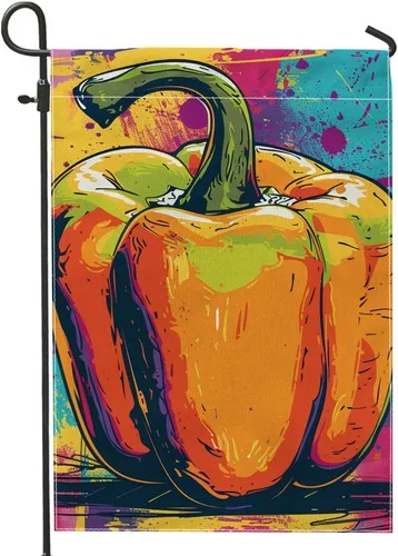 Colorful Bell Pepper Garden Flag, Multicolor Modern Art Vegetable, 12x18 Inch XXQ