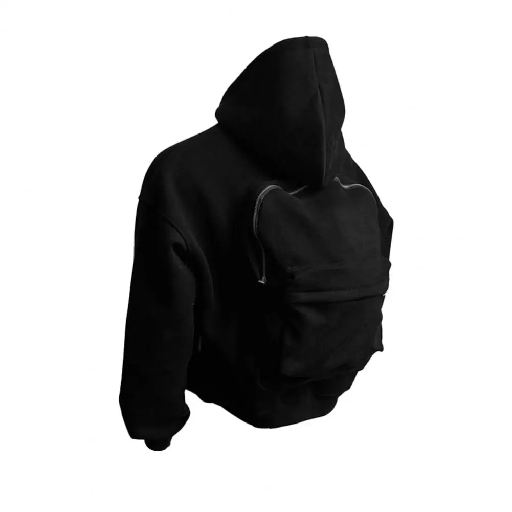 Hoodie with Backpack Functional Travel Sweatshirt Unisex Travel Hoodie with Built-in Backpack Lightweight Zip-up for Men