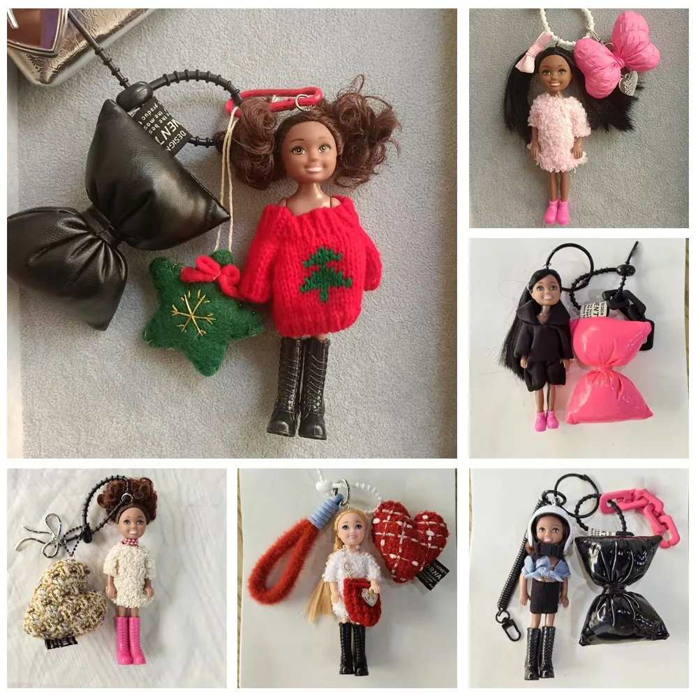 New Cute Doll Pendant Hanging Ornament DIY Change Clothes Car Key Ring Bag Charm Bag Decoration for Barbie Doll