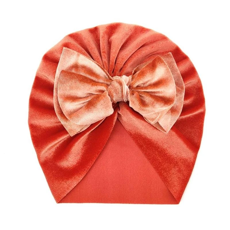 090B Baby Turban Hat Bows Knot Beanie Cap Bowknot Headwrap Newborn Soft Cotton Infants Kids Color Bonnet