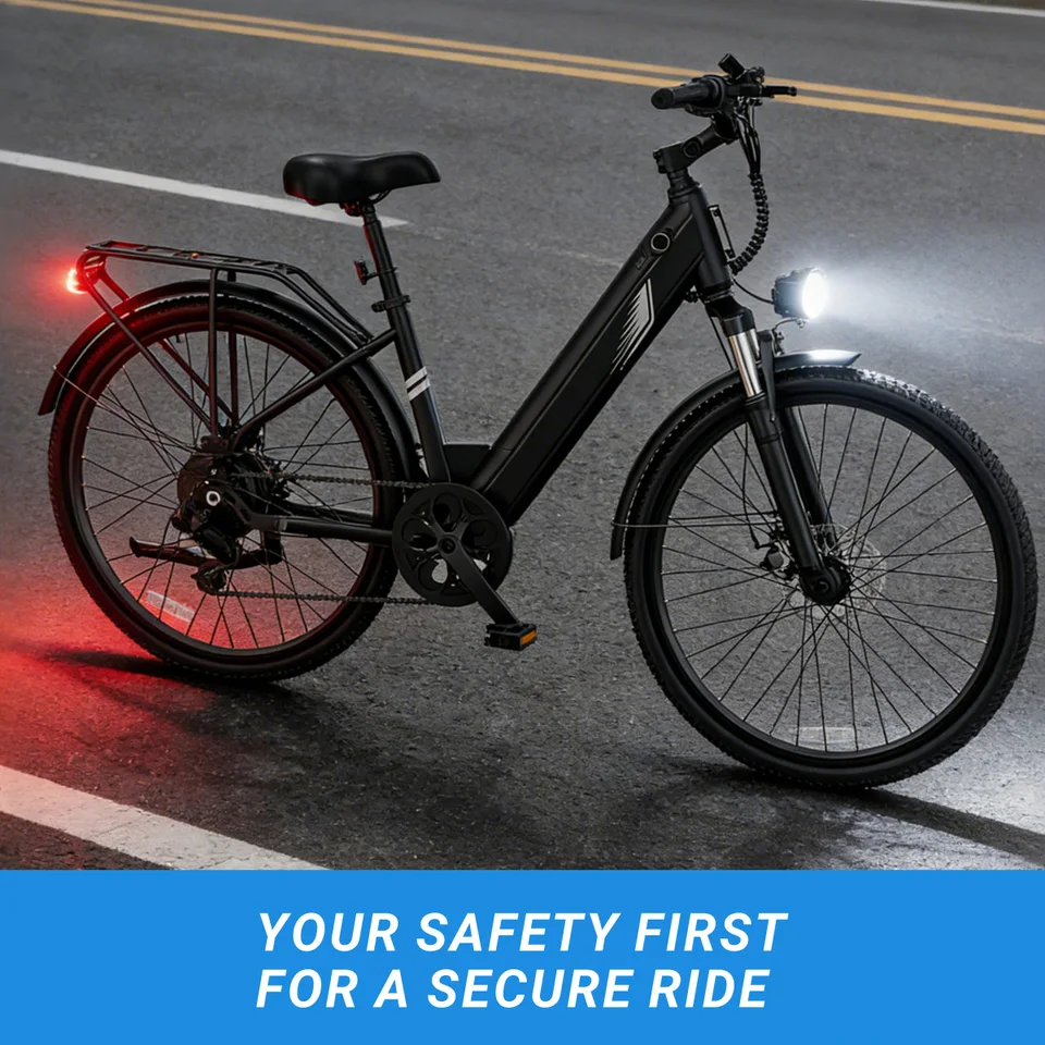 DYU C7 Adult Electric Bicycle 500W Motor 480WH Lithium Battery Electric Bike 7-speed City E bike，Max Speed 20MPH E-BIKE image 7