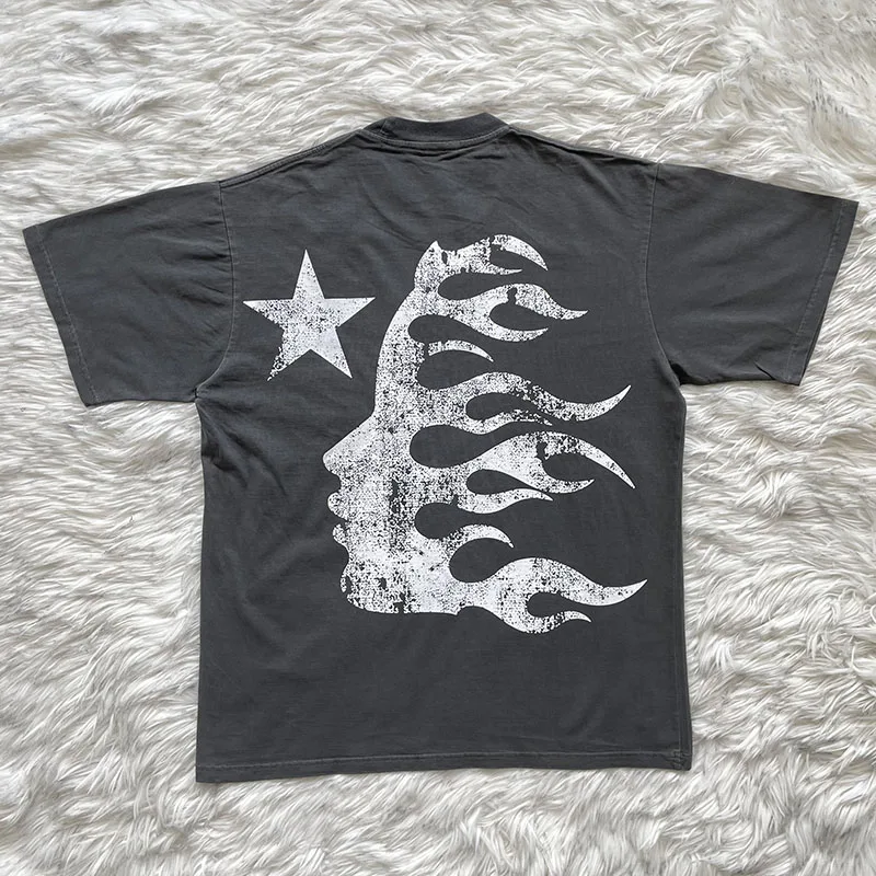 Hellstar Studios I Love NY Tee Casual Short Sleeve T-Shirt Unisex Standard Fit round Neck Youthful Style for Men And Women