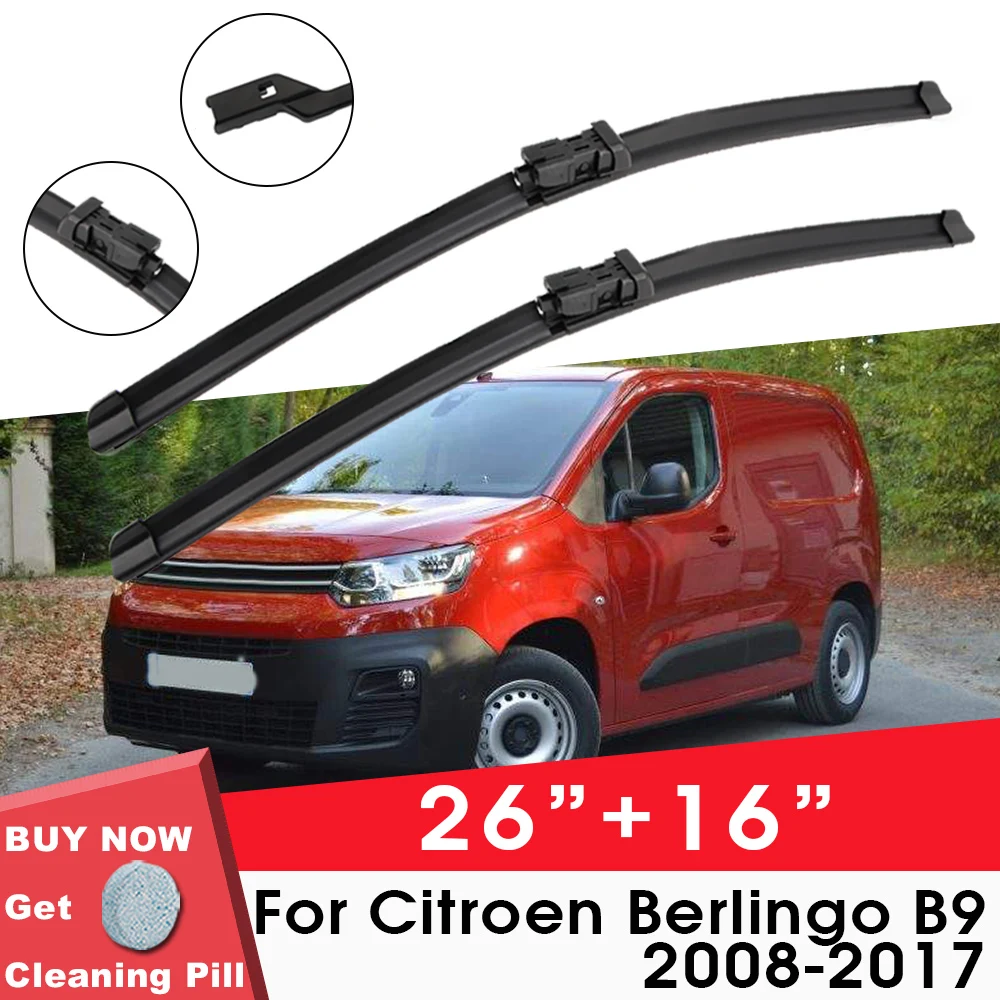 

Car WiperBlade Front Window Windshield Rubber Silicon Gel Refill Wiper For Citroen Berlingo B9 2008-2017 26"+16" Car Accessories