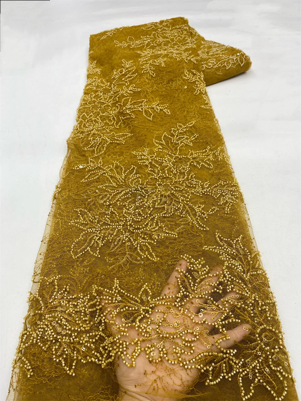 

Luxury Nigerian African Beaded Lace Fabric with High Quality Sequins Embroidery 2026 French Lace for Sewing Latest Design