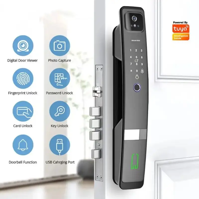 H06 Smart Door Lock 3D Face Recognition Smart Home Door Lock WiFi Digital Electronic Lock Wifi Camera Rfid Card Works With tuya