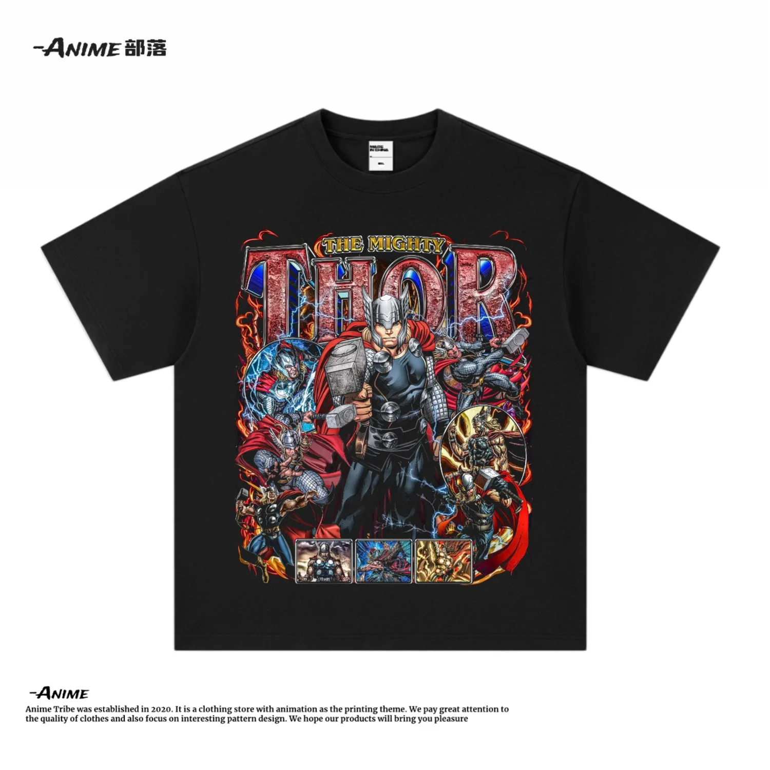 

American Retro Thor Digital Direct Print Long Short Sleeve Cotton T-shirt Men's and Women's High Street Casual Top Tide