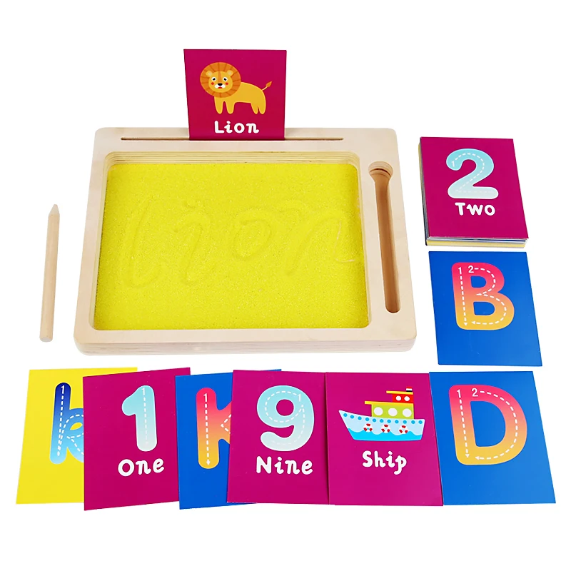 Wooden Montessori Sand Tray With Wooden Pen For Writing Letters And Numbers Early Educational Toys Gifts bandeja montessori made