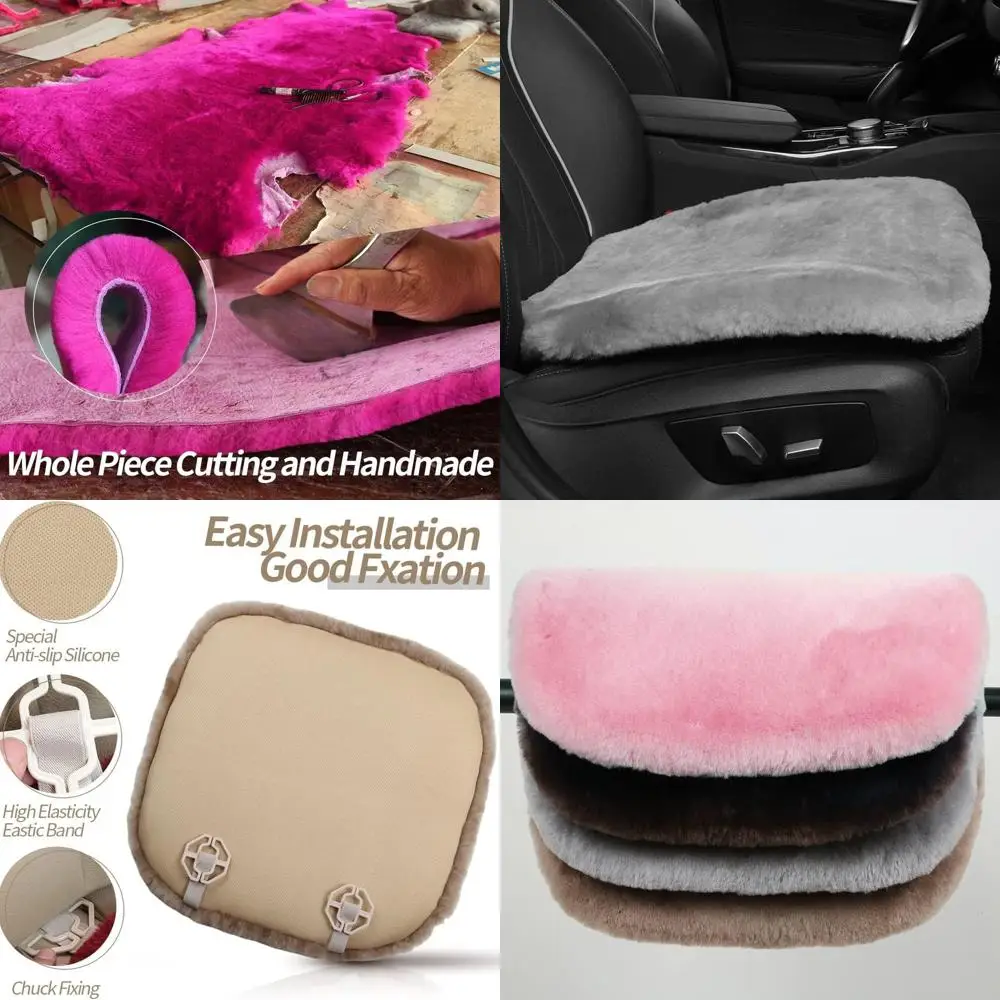 

Genuine Sheepskin Auto Seat Pad, Australian Soft Wool Seat Cover Breathable and Sweat-Wicking Comfort Warm Universal Fit,19.2 in
