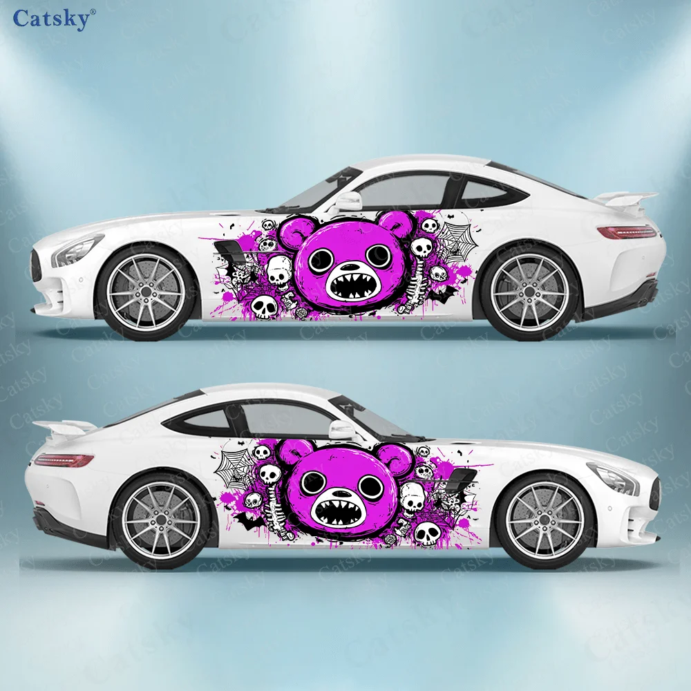 

Мультяшный медведь, паутина, череп, боковая наклейка автомобиля, декор, ПВХ, водонепроницаемая, устойчивая к царапинам наклейка, защита автомобиля, автоаксессуары, подарок