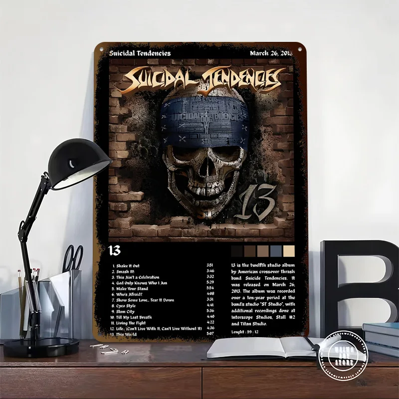 Suicidal Tendencies '13' Album Cover Poster Retro 3D Printed Metal Signs Customized Wall Hanging Gift for Room Decoration Items