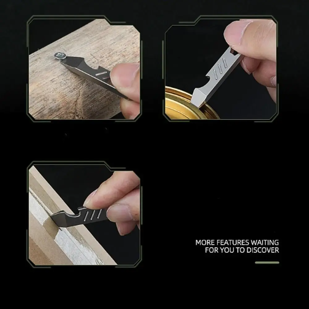 Multifunction Titanium Alloy Bottle Opener Pry Bar Graduated Scale Outdoor Tools Silver Camping Gear Pendant