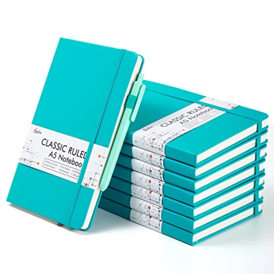 

8 Pack Notebooks Journals Bulk, Hardcover Notebook Classic Ruled Lined Journals with Pen Holder for Women Girls School Business