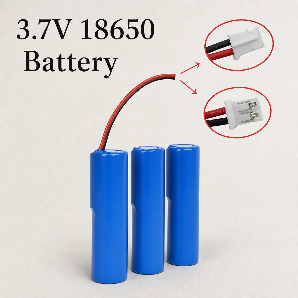 18650 Li-ion Rechargeable Battery 3.7V 3000mAh with PCB PH2.0 Plug Replacement for Speakers Radios Toys Headlights