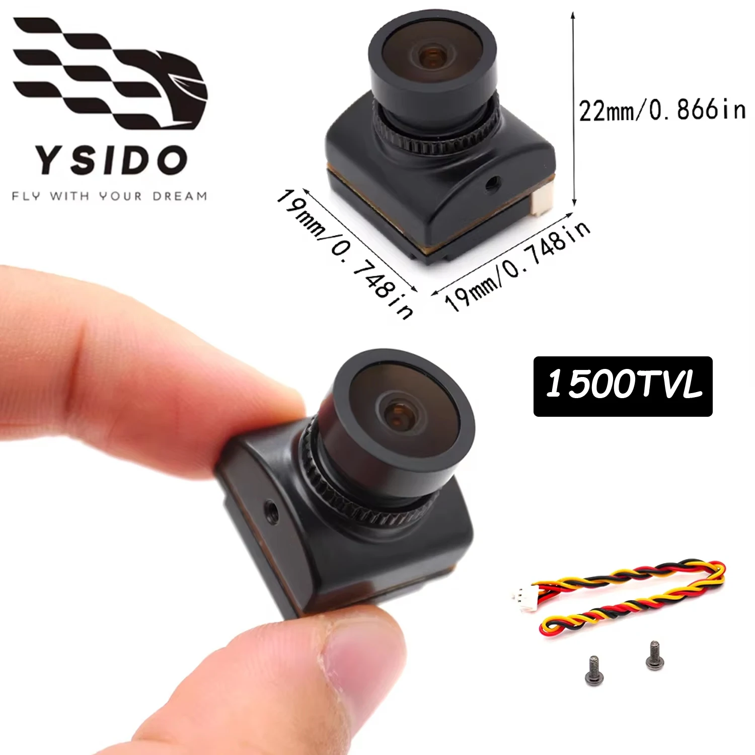 YSIDO MINI FPV Camera FPV-B19 19*19*22mm 1500TVL FPV Camera  Real-time Transmission for RC FPV Racing Drone DIY Upgrade Parts
