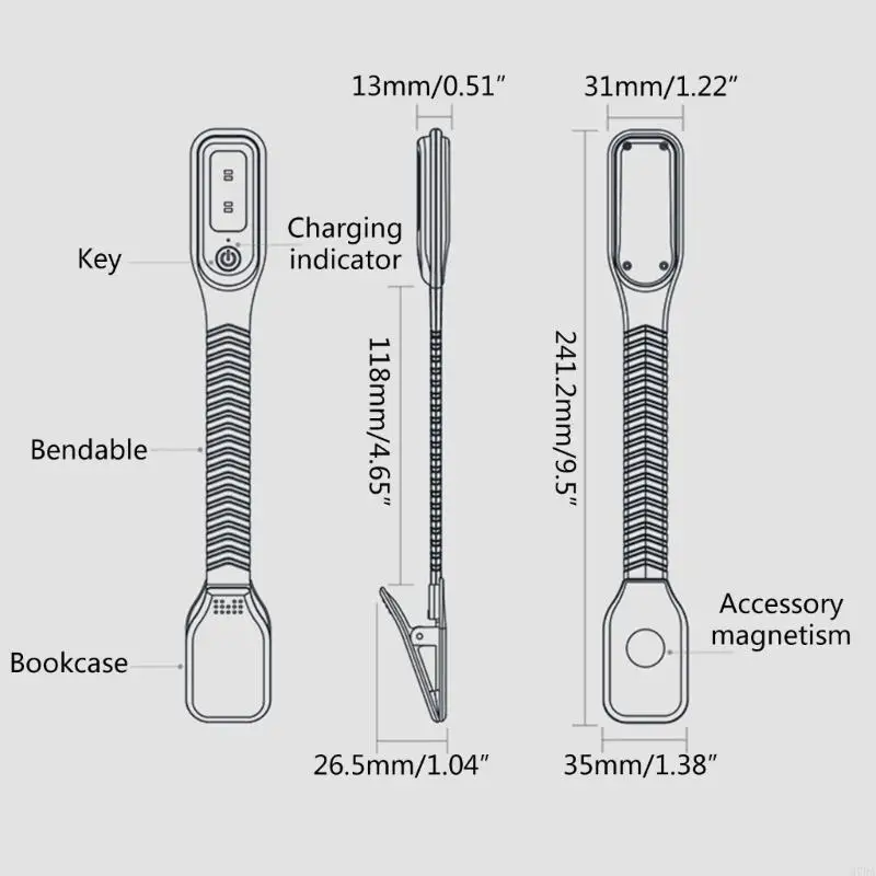 M7DA LED كتاب حماية العين ضوء قابل للتعديل مشبك صغير على مصباح مكتبي USB قابل لإعادة الشحن