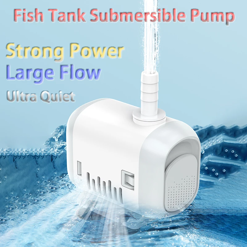 Fish Tank Fountain Energy-saving Aquarium Pump Ultra-Quiet Filter Fish Pond EU Plug4/8/12/18/25/35/50/65W Submersible Water Pump