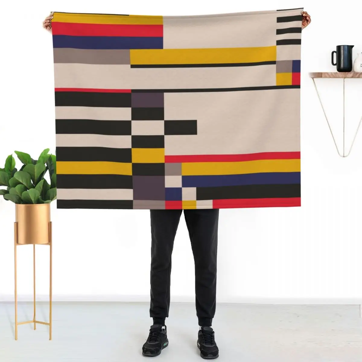 Geometric design - Bauhaus inspired Throw Blanket Hair Decorative Throw Multi-Purpose Winter beds Luxury Brand Soft Blankets