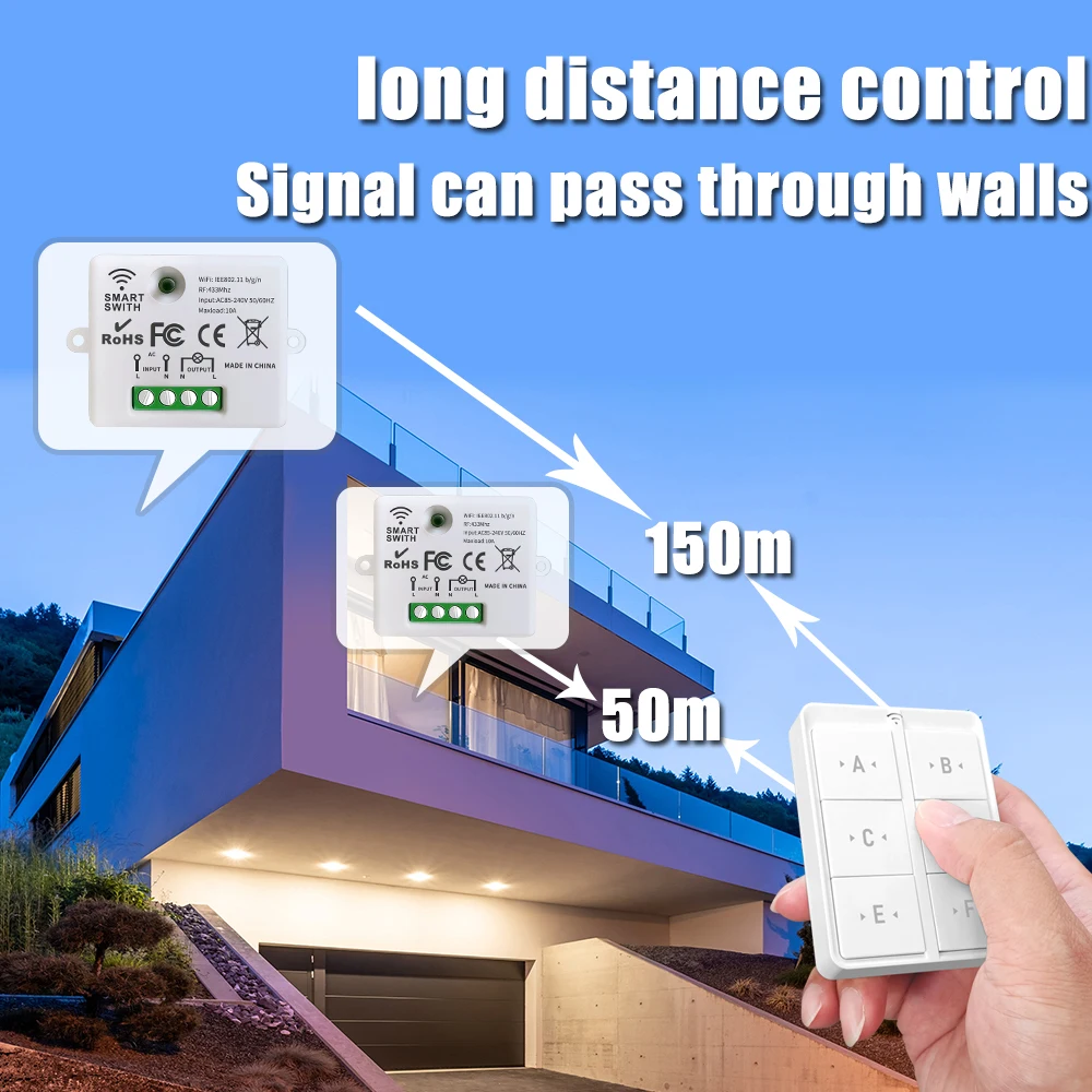 Tuya Wifi Mini Smart Light Switch 220V Interruptor 433Mhz 6gang Wall Panel interruttore a pulsante On Off ricevitore per elettrodomestico