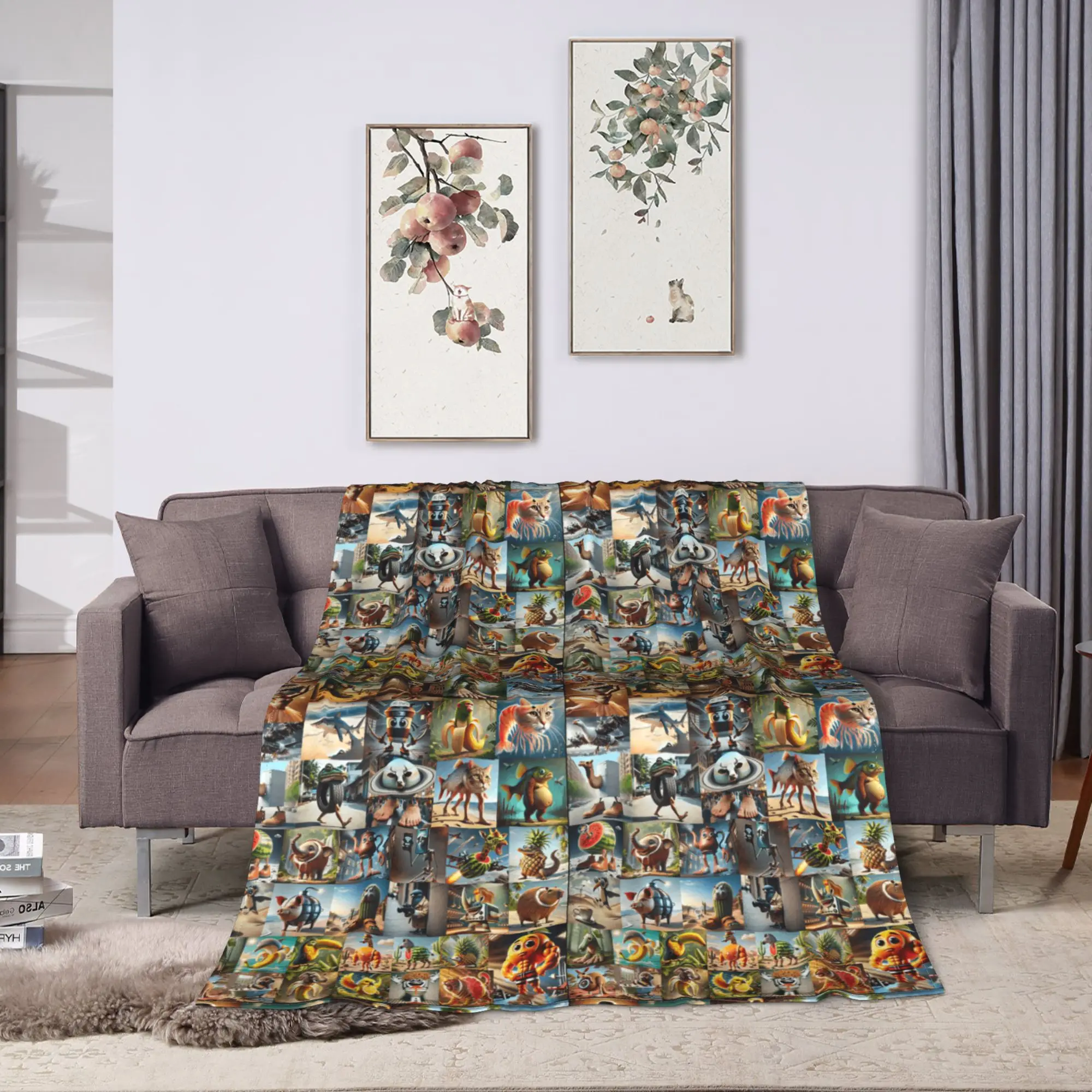 Funny Italian Brainrot Memes Compilation Blanket  Travel Flannel Throw Blanket For Home Decor Super Warm Quality Bedspread Gift